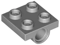 Light Bluish Gray Plate, Modified 2 x 2 with Pin Hole