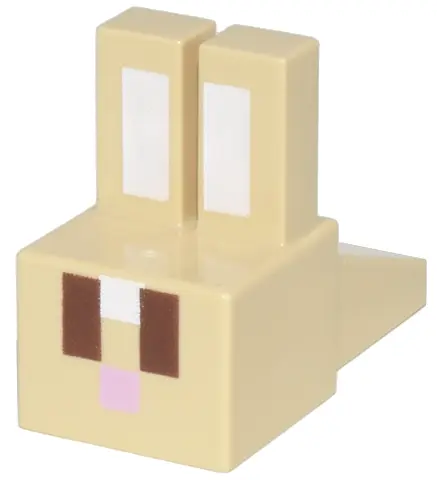Tan Creature Head Pixelated with Long Ears with White Auricles, Reddish Brown Eyes, and Bright Pink 