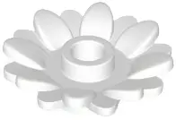 White Plant Flower 2 x 2 Round with 16 Petals (Sunflower) with Open Stud