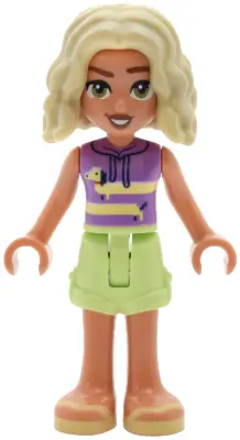 Nova - Medium Lavender Sleeveless Hoodie with Dachshund, Yellowish Green Shorts, Bright Light Yellow