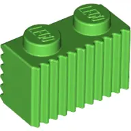 Bright Green Brick, Modified 1 x 2 with Grille / Fluted Profile