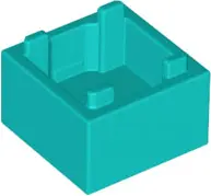 Dark Turquoise Container, Box 2 x 2 x 1 - Top Opening with Flat Inner Bottom