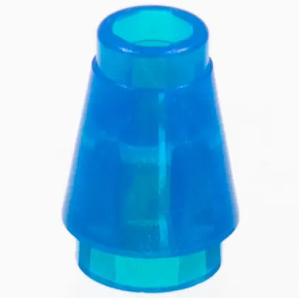 Satin Trans-Dark Blue Cone 1 x 1 with Top Groove