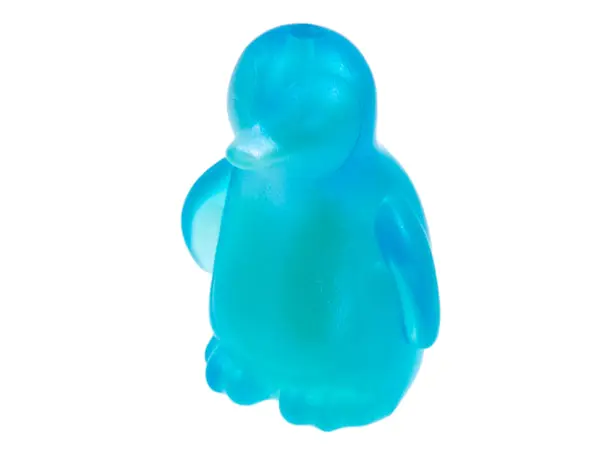 Trans-Light Blue Penguin, Friends Style with Molded Satin Trans-Light Blue Face and Stomach Pattern