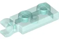 Trans-Light Blue Plate, Modified 1 x 2 with Clip on End (Horizontal Grip)