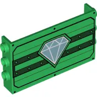 Green Panel 1 x 6 x 3 with Studs on Sides with Diamond Pattern