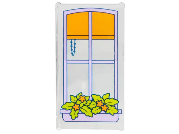 Trans-Clear Glass for Window 1 x 4 x 6 with Lavender Frame and Planter, Orange Shade, and Lime Plant