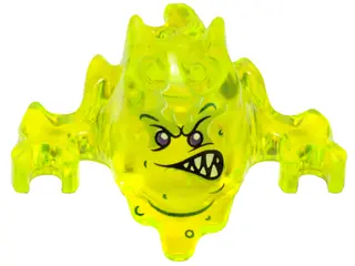 Trans-Neon Green Minifigure, Headgear Mask Ninjago Skreemer with Dark Purple Eyes and Mouth Lopsided