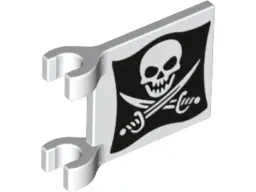 White Flag 2 x 2 Square with Skull and Crossed Cutlasses (Jolly Roger) Pattern on Both Sides