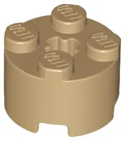 Dark Tan Brick, Round 2 x 2 with Axle Hole
