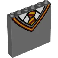 Dark Bluish Gray Panel 1 x 6 x 5 with Bright Light Orange and Dark Red V-Neck Collar and Tie and Whi
