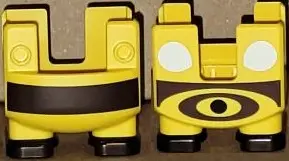 Yellow Large Figure Legs, Super Mario Overalls with Molded Dark Brown Shoes and Printed Dark Brown S