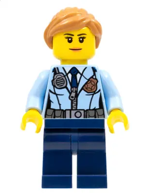 Police - City Officer Female, Jacket with Dark Blue Tie, Radio and Gold Badge, Dark Blue Legs, Mediu