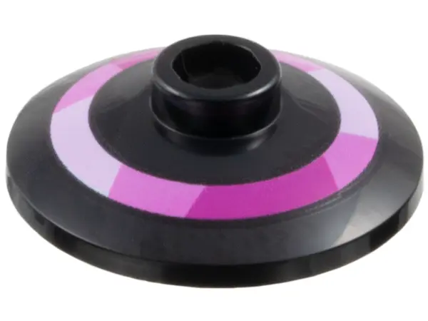Black Dish 2 x 2 Inverted (Radar) with Bright Pink, Dark Pink, and Magenta Ring Pattern