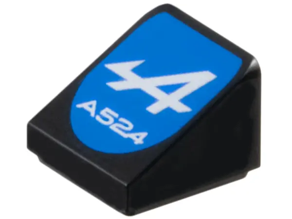 Black Slope 30 1 x 1 x 2/3 with White 'A524' and Alpine Formula 1 Logo Stylized Capital Letter A on 