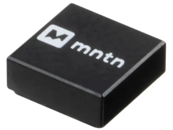 Black Tile 1 x 1 with White 'mntn' Logo Pattern