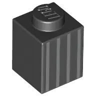 Black Brick 1 x 1 with Vertical Silver Stripes Pattern