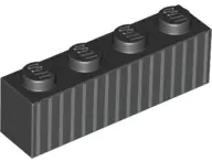 Black Brick 1 x 4 with Silver Vertical Stripes Pattern  (BrickHeadz Jack Skellington Abdomen)