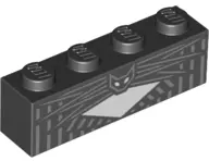 Black Brick 1 x 4 with White Chest, Silver Vertical Stripes and Bat Collar Pattern (BrickHeadz Jack 