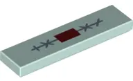 Light Aqua Tile 1 x 4 with Center Stitches and Dark Red Triangle Pattern (BrickHeadz Sally Mouth)