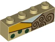 Tan Brick 1 x 4 with Light Aqua Neck, Brown Spirals and Green Dots Pattern (BrickHeadz Sally Chest)