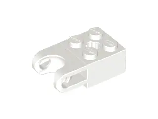 White Technic, Brick Modified 2 x 2 with Ball Socket and Axle Hole - Straight Forks with Round Ends 
