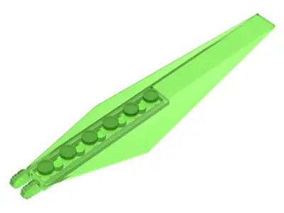 Trans-Bright Green Hinge Plate 3 x 12 with Angled Side Extensions and Tapered Ends