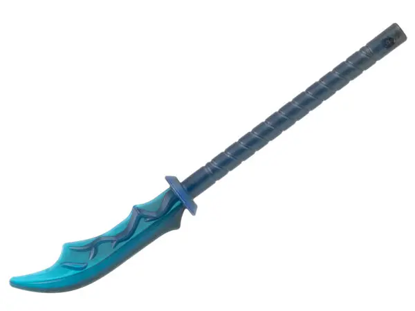 Pearl Dark Gray Minifigure, Weapon Naginata with Marbled Trans-Light Blue Pattern