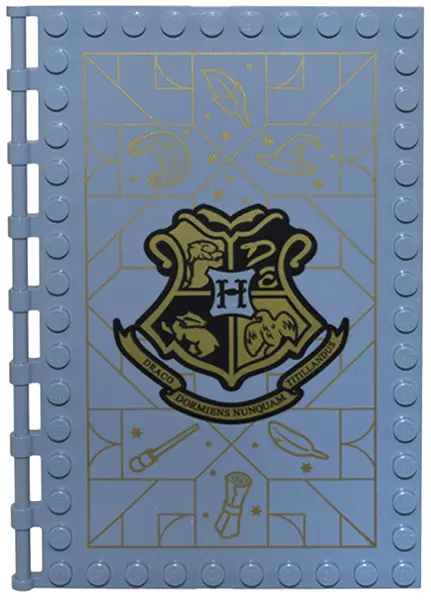 Sand Blue Tile, Modified 10 x 16 with Studs on Edges and Bar Handles with Hogwarts Charms Class Patt