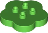 Bright Green Duplo, Brick Round 4 x 4 Flat Top Scalloped with 2 x 2 Studs