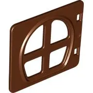 Reddish Brown Duplo Door / Window Pane 1 x 4 x 3 with Four Panes Rounded