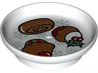 White Duplo Utensil Dish 3 x 3 with Christmas Cookie, Cupcakes, and Snowflakes Pattern