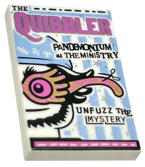 White Tile 2 x 3 with The Quibbler Newspaper Pattern