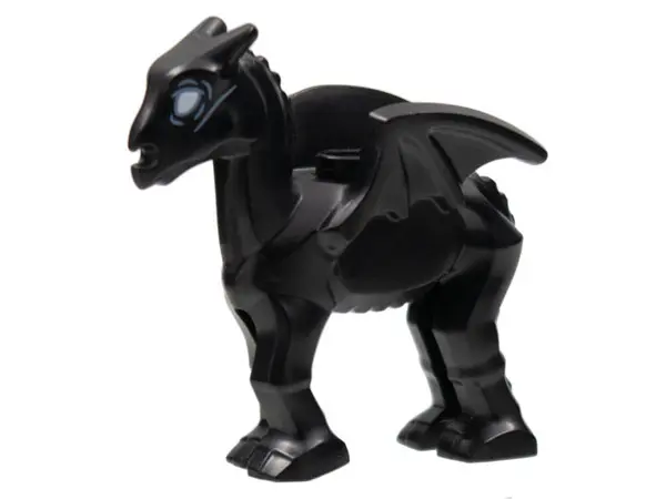 Black Horse, Skeletal Baby with White Eyes and Sand Blue Facial Lines Pattern (HP Thestral)