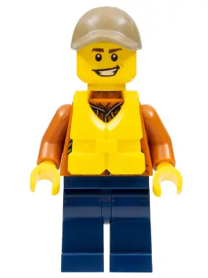 City Jungle Explorer - Dark Orange Jacket with Pouches, Dark Blue Legs, Dark Tan Cap with Hole, Life