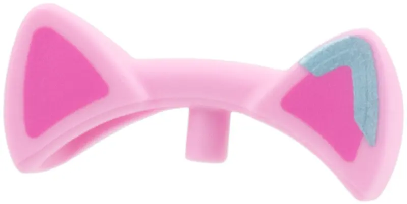 Pink Friends Accessories Cat Ears with Bright Pink Auricles and Metallic Blue Tip on Left Ear Patter