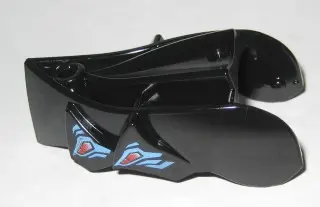 Black Hero Factory Creature Head, Jaw without Axle Hole with 4 Red Eyes Pattern