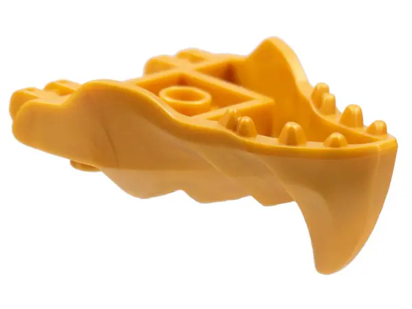 Pearl Gold Dragon Head (Ninjago) Jaw with Large Spike and 2 Bar Handles on Back