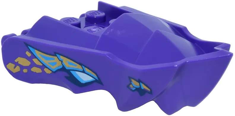 Dark Purple Dragon Head (Ninjago) Jaw with Small Spikes and 2 Bar Handles on Back with Light Aqua an