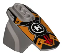 Flat Silver Hero Factory Armor with Ball Joint Socket - Size 5 with Red Arrows on Orange Background 