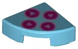 Medium Azure Tile, Round 1 x 1 Quarter with Magenta and Metallic Pink Directional Buttons Pattern