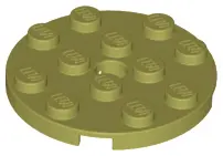 Olive Green Plate, Round 4 x 4 with Hole