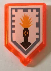 Trans-Neon Orange Tile, Modified 2 x 3 Pentagonal with Nexo Power Shield Pattern - Flash Cannon