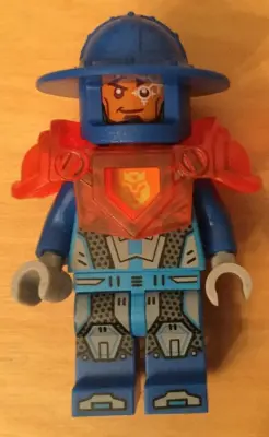 Royal Soldier / King's Guard - Blue Helmet with Broad Brim, Trans-Neon Orange Armor, Round Tile with
