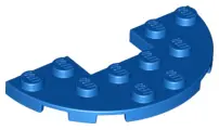 Blue Plate, Round Half 3 x 6 with 1 x 2 Cutout