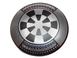 Black Minifigure, Shield Circular / Round Convex Face with Dart Board (Dejarik Hologame Board) Patte