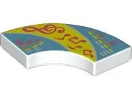 White Tile, Round Corner 2 x 2 Macaroni with Bright Light Yellow and Medium Blue Rotating Panels, Co