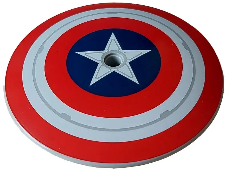 Light Bluish Gray Dish 9 x 9 Inverted (Radar) with Red and White Concentric Rings, Star in Dark Blue