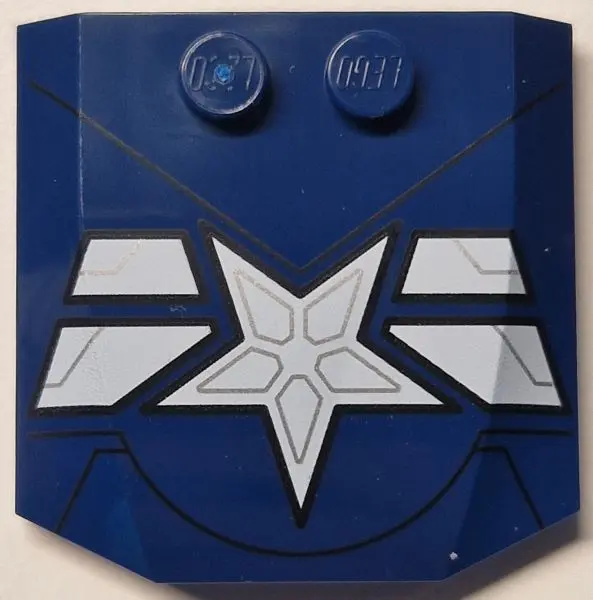 Dark Blue Wedge 4 x 4 x 2/3 Triple Curved with White Star and Stripes, Silver Lines and Black Armor 