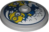 Light Bluish Gray Dish 4 x 4 Inverted (Radar) with Solid Stud with Minions and White Soap Bubbles Pa